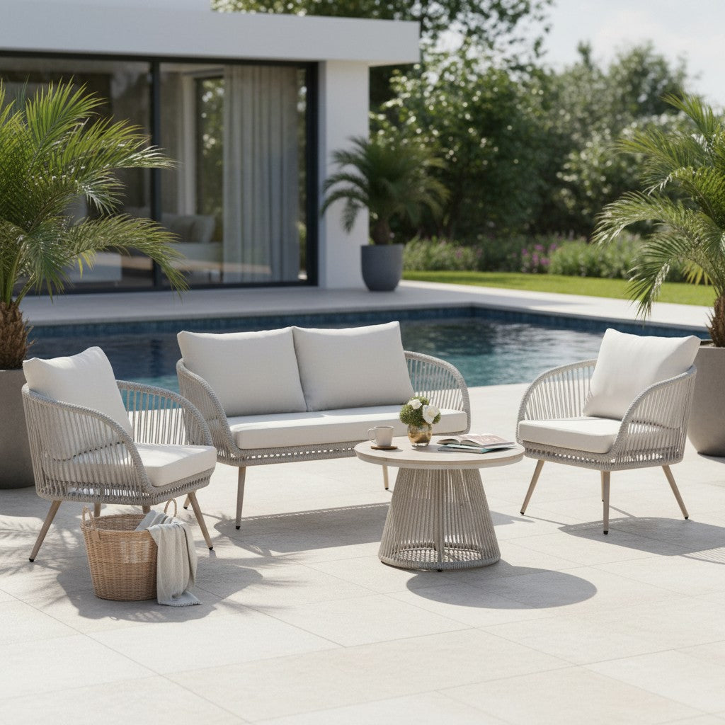 Cove 4 Seater Outdoor Lounge Set With Natural Finish