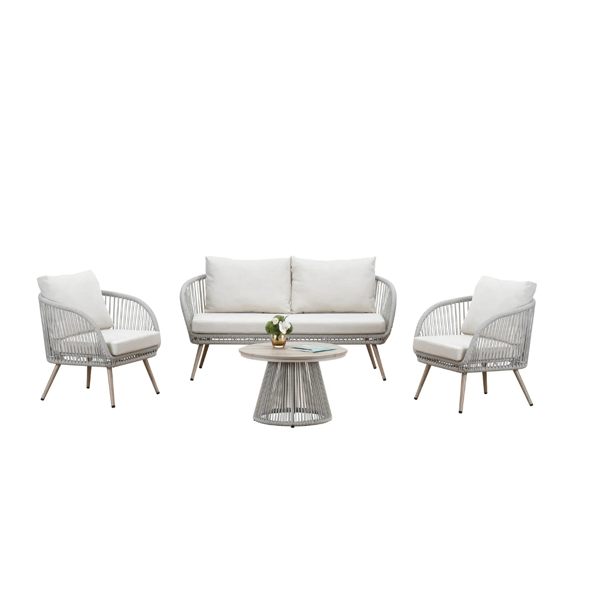 Cove 4 Seater Outdoor Lounge Set With Natural Finish