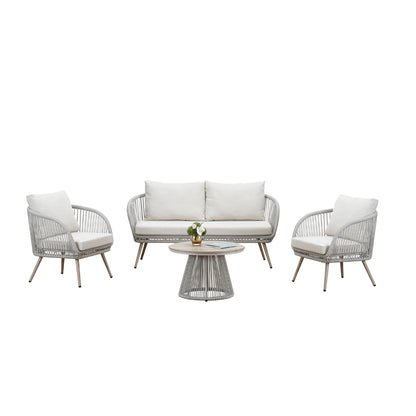 Cove 4 Seater Outdoor Lounge Set With Natural Finish