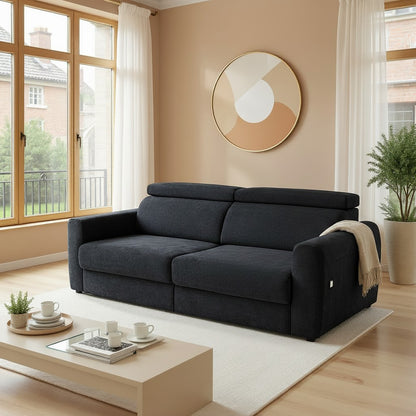 Dakota Electric Sofabed Black Fabric 3 Seater Sofa