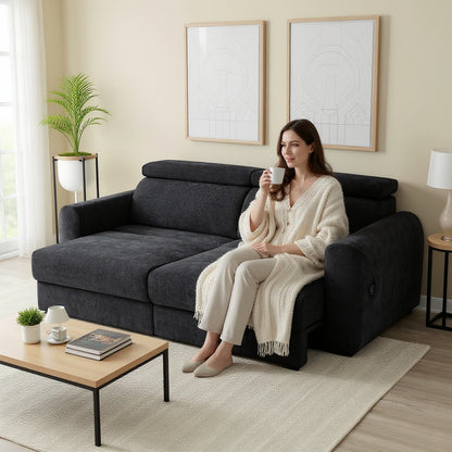 Dakota Electric Sofabed Black Fabric 3 Seater Sofa