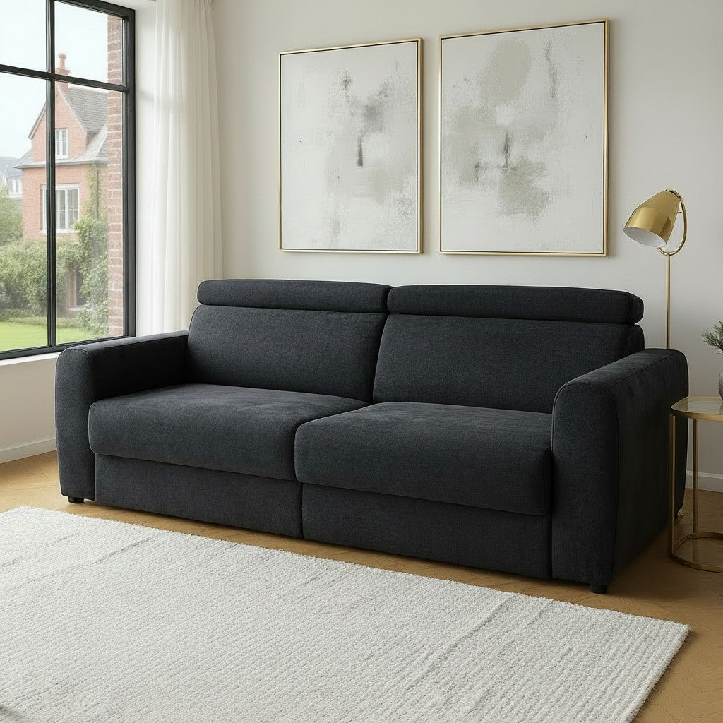 Dakota Electric Sofabed Black Fabric 3 Seater Sofa