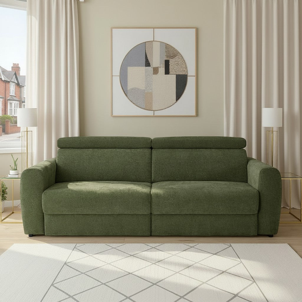 Dakota Electric Sofabed Green Fabric 3 Seater Sofa