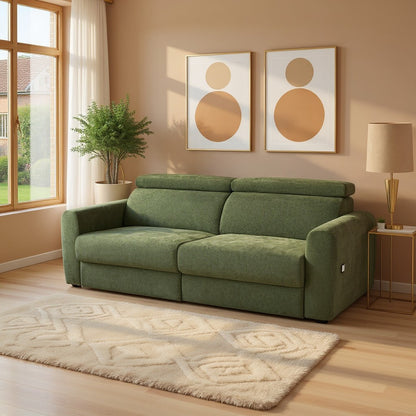 Dakota Electric Sofabed Green Fabric 3 Seater Sofa