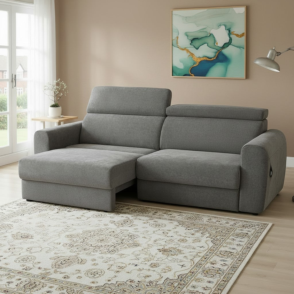 Dakota Electric Sofabed Grey Fabric 3 Seater Sofa