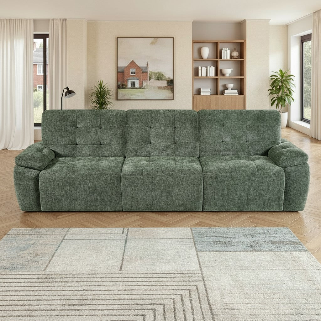 Dallas Electric Sofabed Green Fabric 3 Seater Sofa