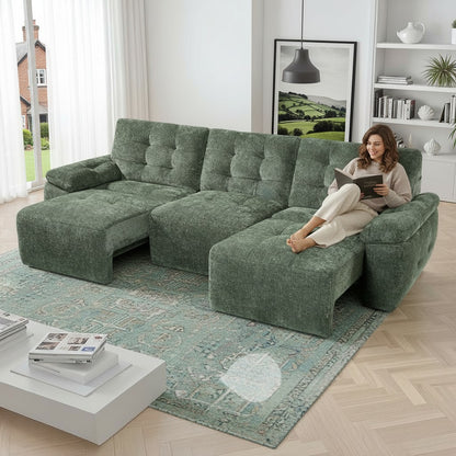 Dallas Electric Sofabed Green Fabric 3 Seater Sofa