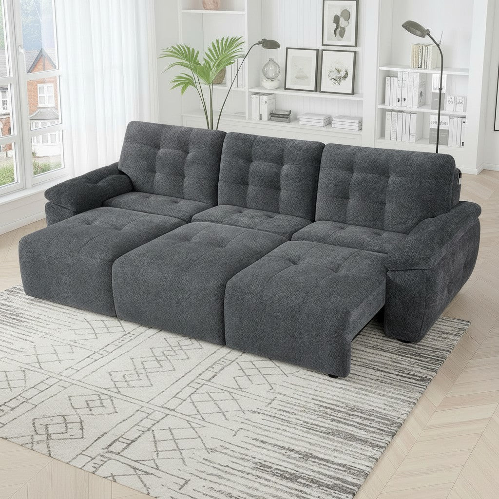Dallas Electric Sofabed Grey Fabric 3 Seater Sofa