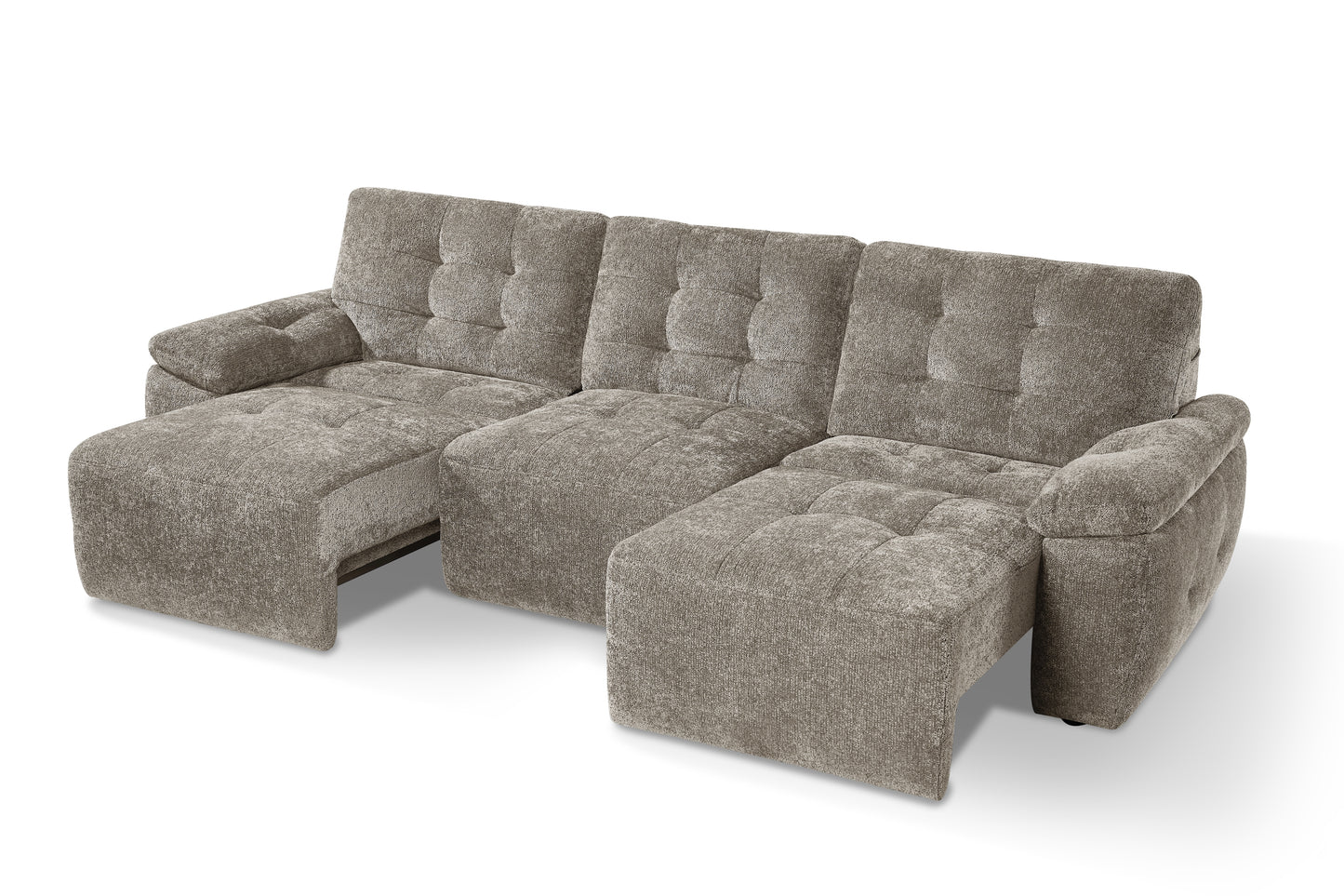 Dallas Electric Sofabed Mushroom Brown Fabric 3 Seater Sofa