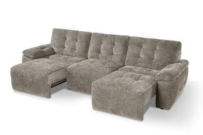 Dallas Electric Sofabed Mushroom Brown Fabric 3 Seater Sofa