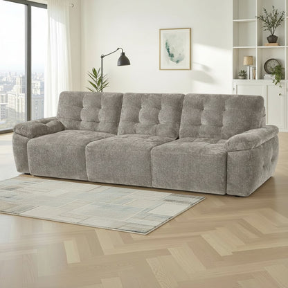 Dallas Electric Sofabed Mushroom Brown Fabric 3 Seater Sofa