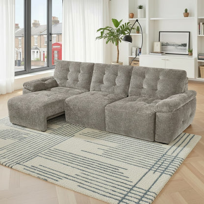Dallas Electric Sofabed Mushroom Brown Fabric 3 Seater Sofa