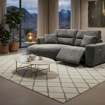 Denver Black Fabric Electric Recliner Rounded Chaise Left Hand Sofa
