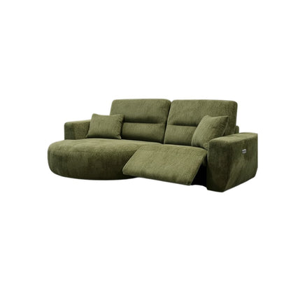 Denver Green Fabric Electric Recliner Rounded Chaise Left Hand Sofa