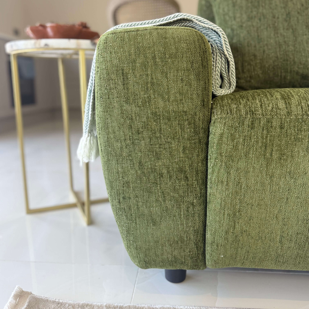 Denver Green Fabric Electric Recliner Rounded Chaise Left Hand Sofa