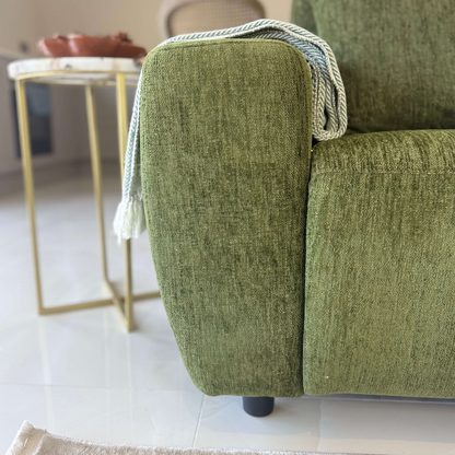 Denver Green Fabric Electric Recliner Rounded Chaise Left Hand Sofa