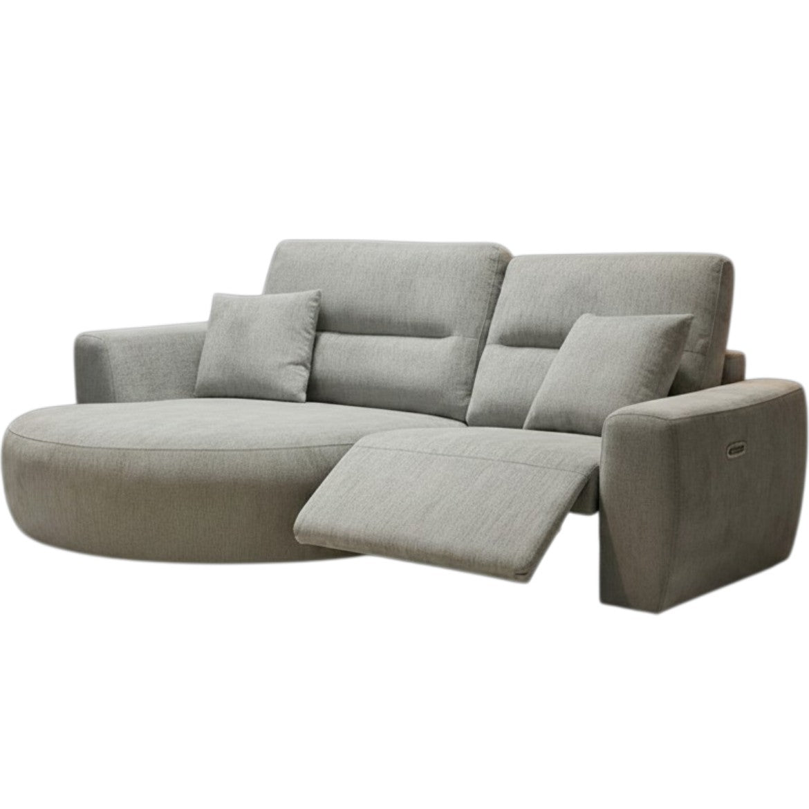 Denver Grey Fabric Electric Recliner Rounded Chaise Left Hand Sofa