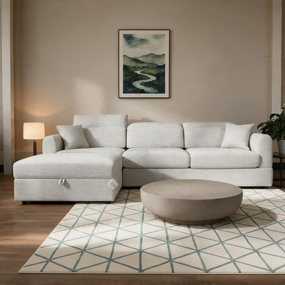 Dexter Beige Fabric Universal Storage Corner Sofa