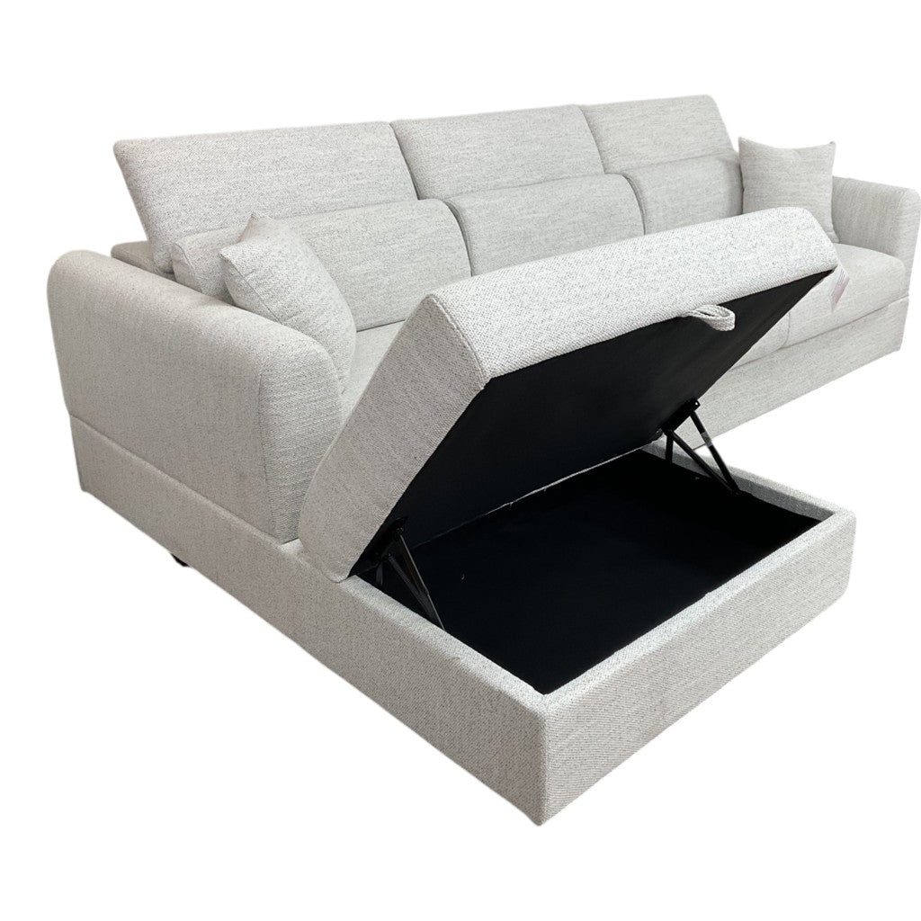 Dexter Beige Fabric Universal Storage Corner Sofa