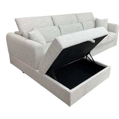 Dexter Beige Fabric Universal Storage Corner Sofa