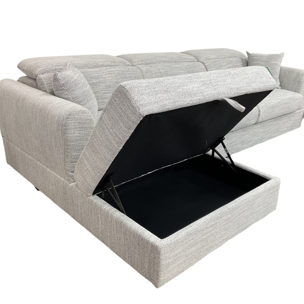 Dexter Grey Fabric Universal Storage Corner Sofa