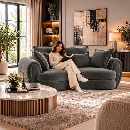 Dorchester Charcoal Grey Fabric 2 Seater Sofa