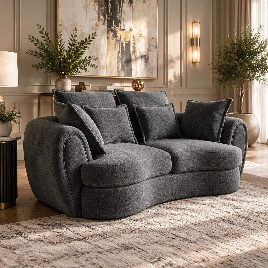 Dorchester Charcoal Grey Fabric 2 Seater Sofa