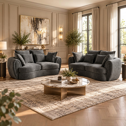 Dorchester Charcoal Grey Fabric 3+2 Sofa Suite