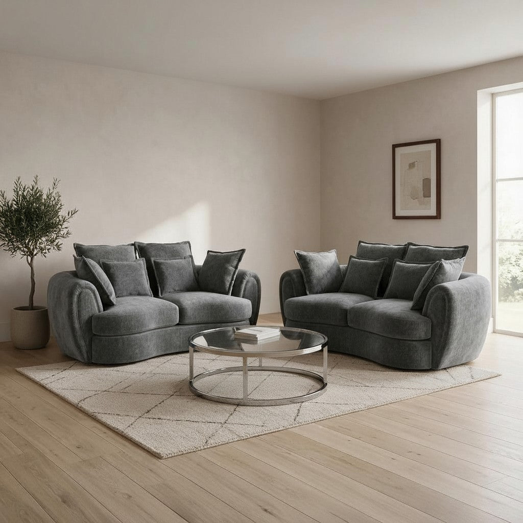 Dorchester Charcoal Grey Fabric 3+2 Sofa Suite