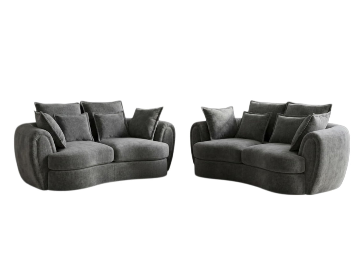 Dorchester Charcoal Grey Fabric 3+2 Sofa Suite