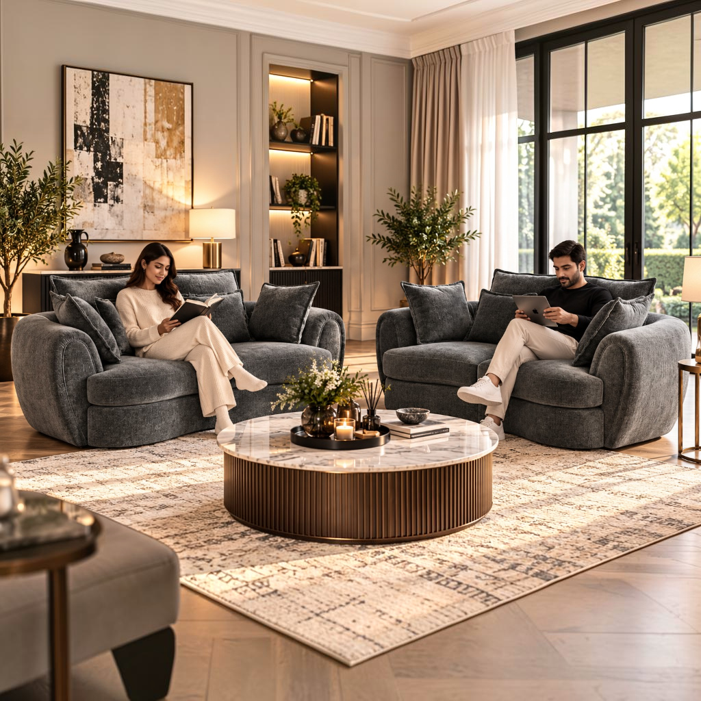 Dorchester Charcoal Grey Fabric 3+2 Sofa Suite