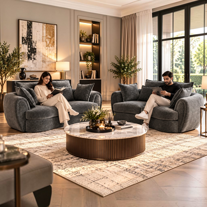 Dorchester Charcoal Grey Fabric 3+2 Sofa Suite