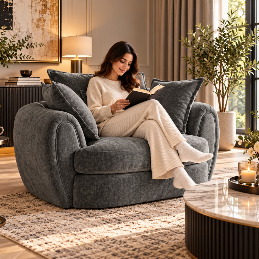 Dorchester Charcoal Grey Fabric Armchair