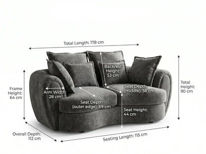 Dorchester Charcoal Grey Fabric 3+2 Sofa Suite