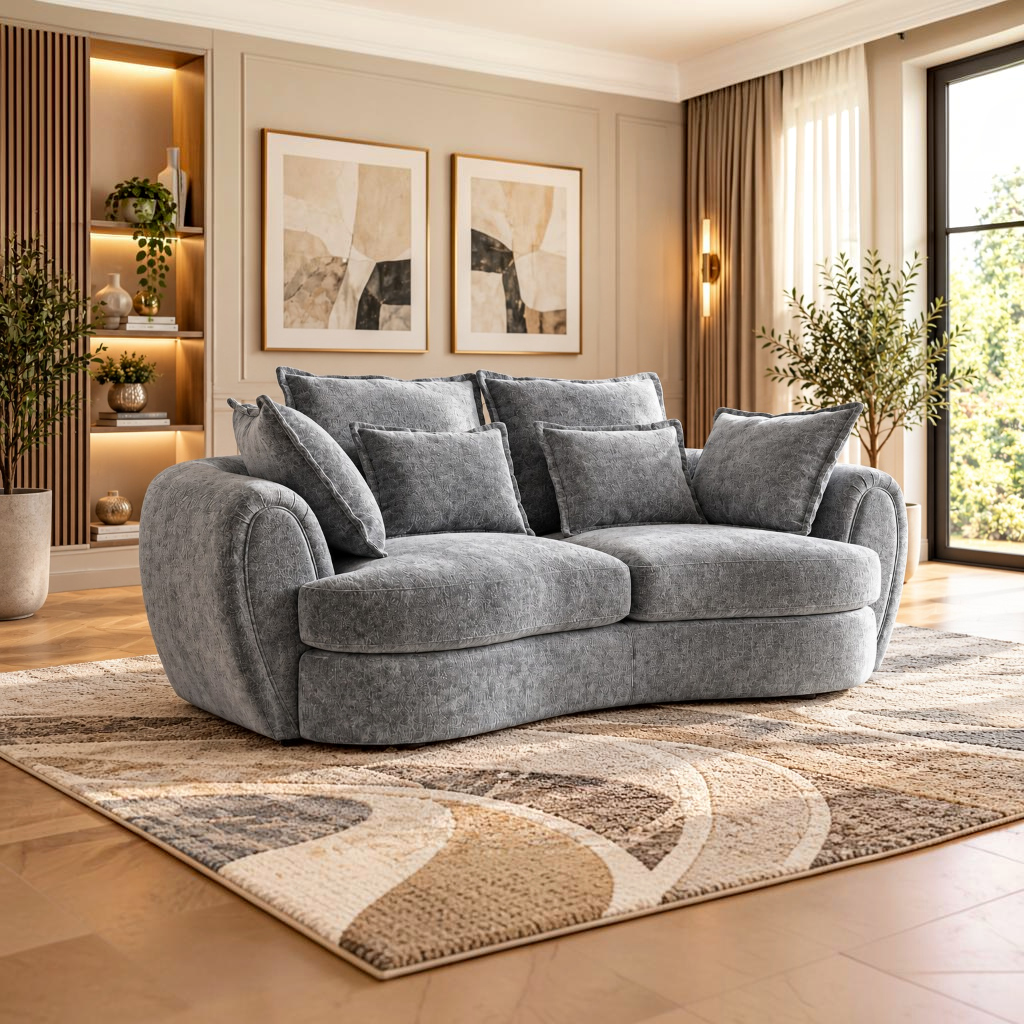 Dorchester Grey Fabric 3 Seater Sofa