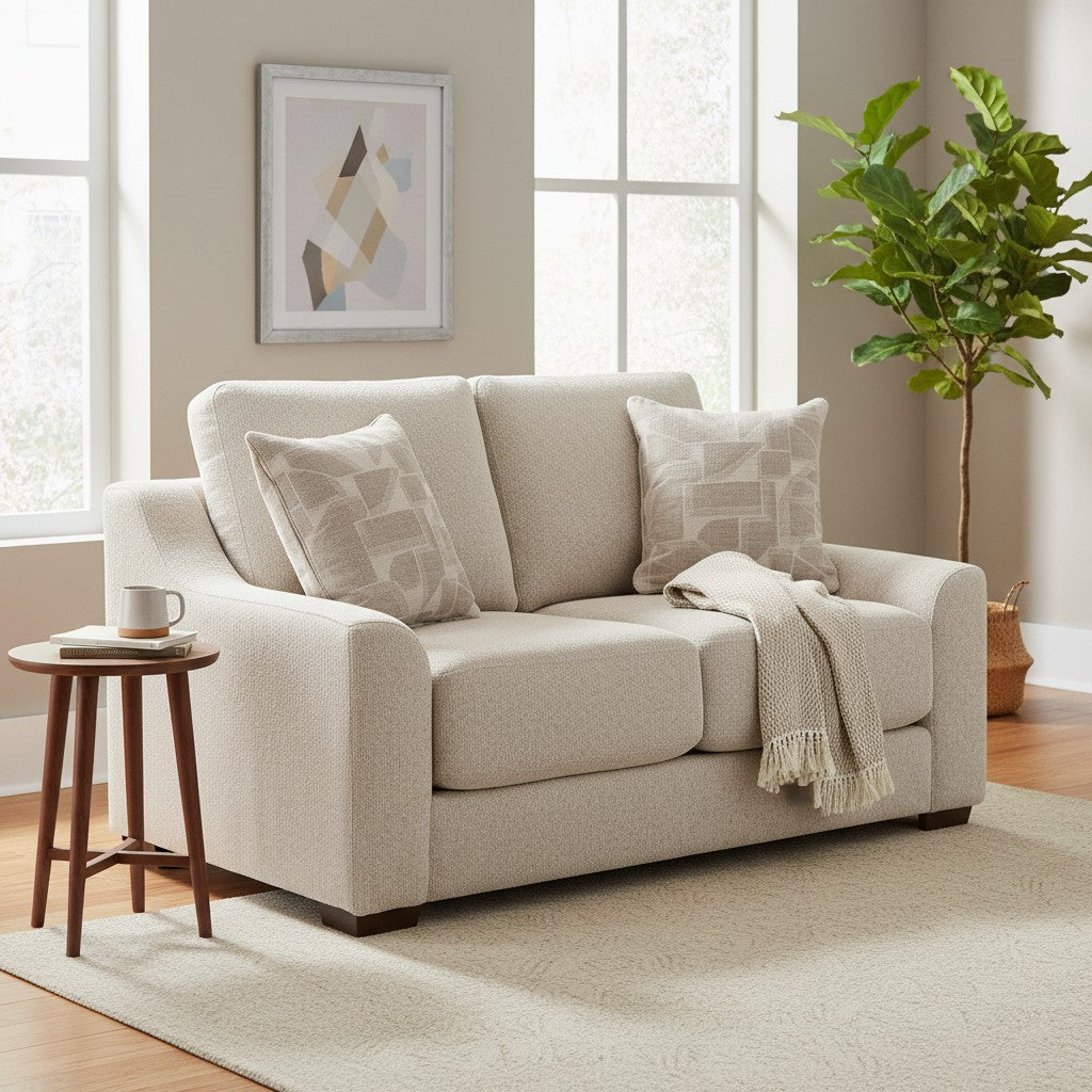 Douglas Beige Fabric 2 Seater Sofa