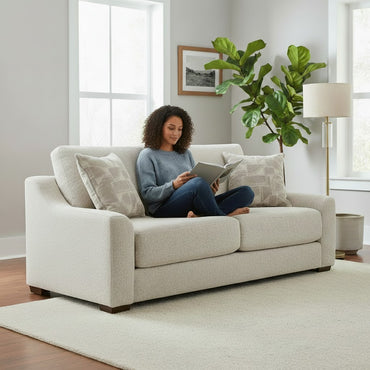 Douglas Beige Fabric 3 Seater Sofa