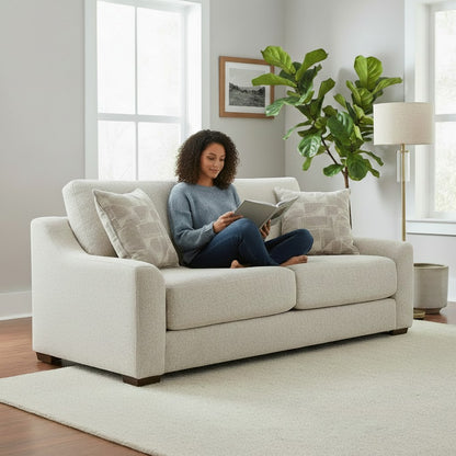 Douglas Beige Fabric 3 Seater Sofa