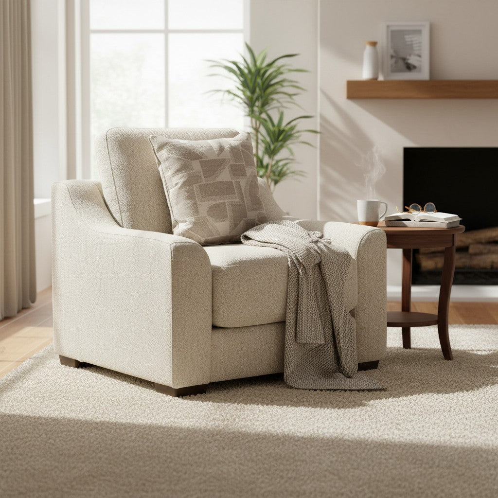 Douglas Beige Fabric Armchair