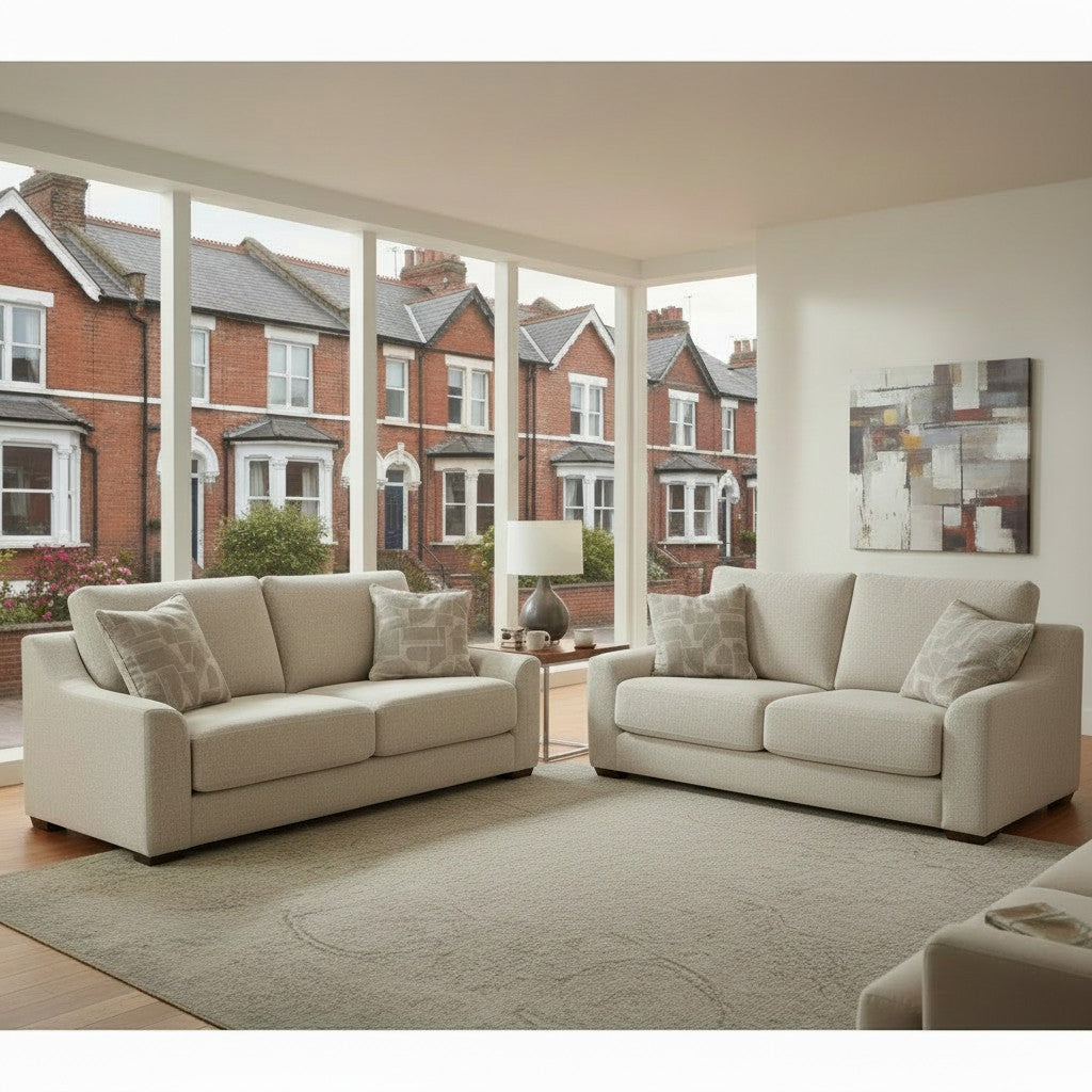 Douglas Beige Fabric 3+2 Sofa Suite