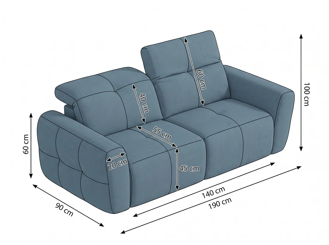 Faringdon Electric Power Recliner Beige Fabric 2 Seater Sofa