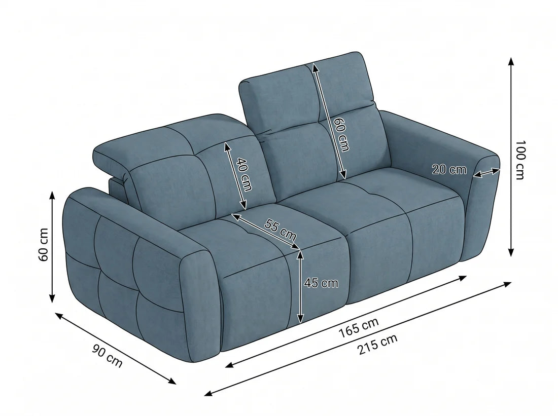 Faringdon Electric Power Recliner Grey Fabric 3 Seater Sofa