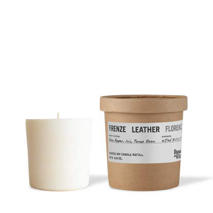 Firenze Leather 250g Scented Soy Candle Refill