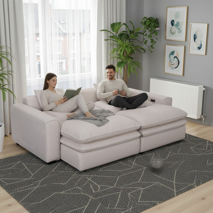 Florence Sofabed Cloud Beige Fabric Electric 2 Seater Sofa