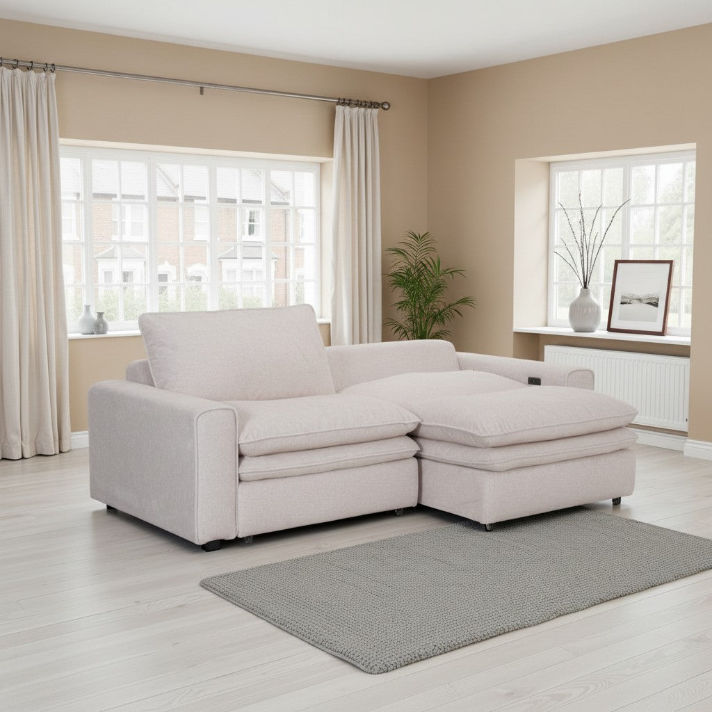 Florence Sofabed Cloud Beige Fabric Electric 2 Seater Sofa