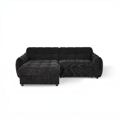 Florida Sofabed Black Fabric Universal Storage Corner Sofa