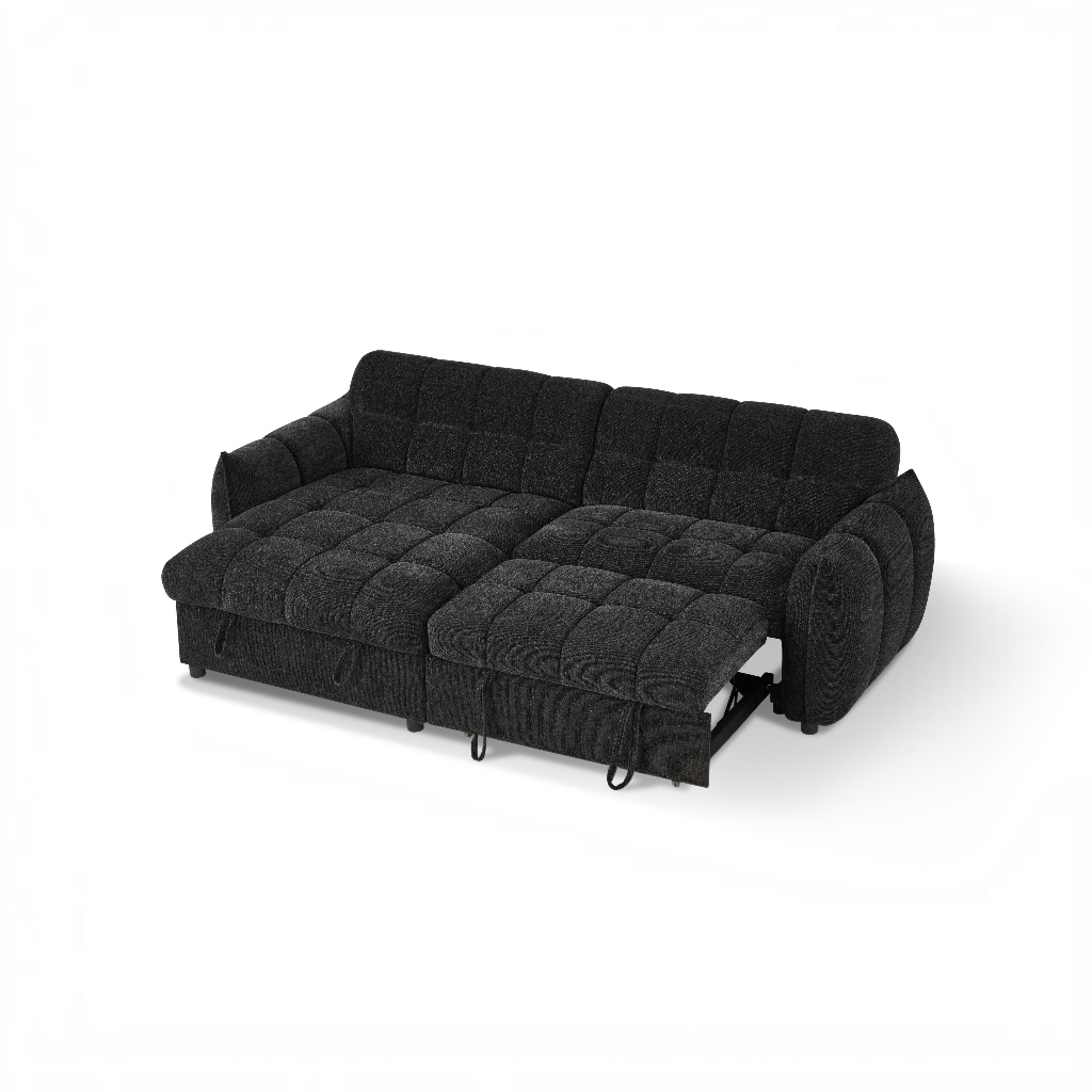 Florida Sofabed Black Fabric Universal Storage Corner Sofa