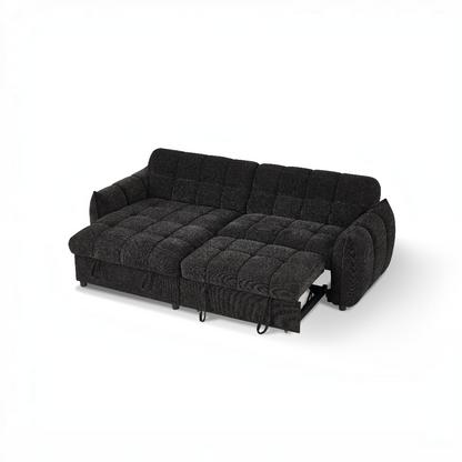 Florida Sofabed Black Fabric Universal Storage Corner Sofa
