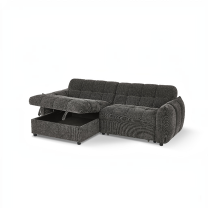 Florida Sofabed Grey Fabric Universal Storage Corner Sofa