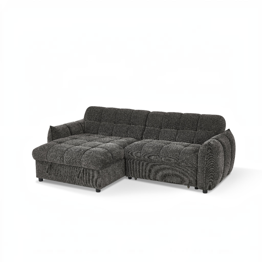 Florida Sofabed Grey Fabric Universal Storage Corner Sofa